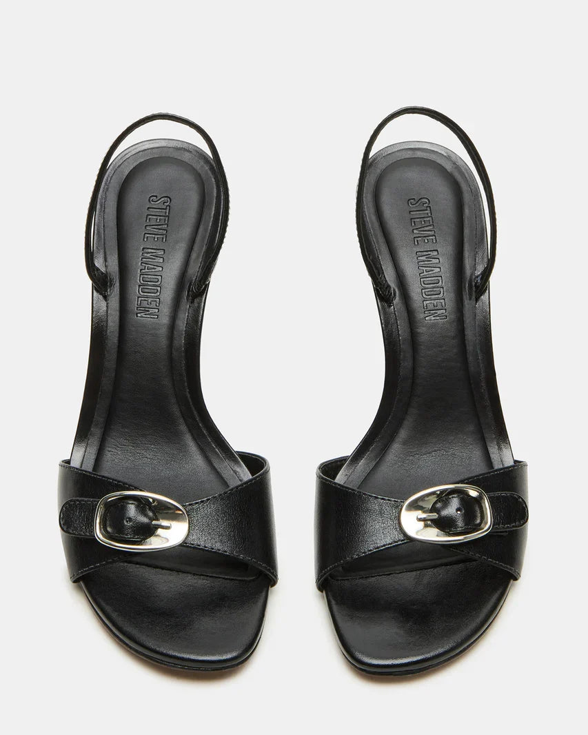 Henrietta Black Leather Buckle