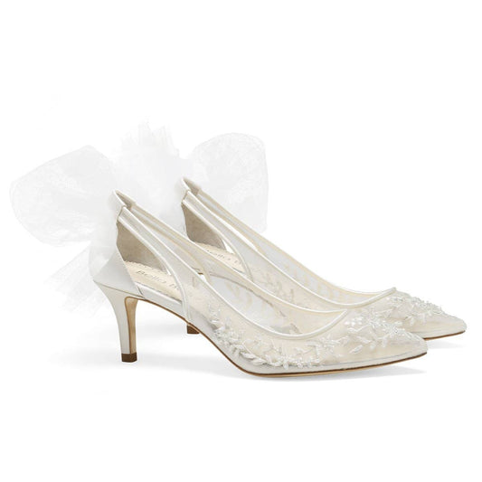 Beaded Bridal Slingback Shoes Closed Toe